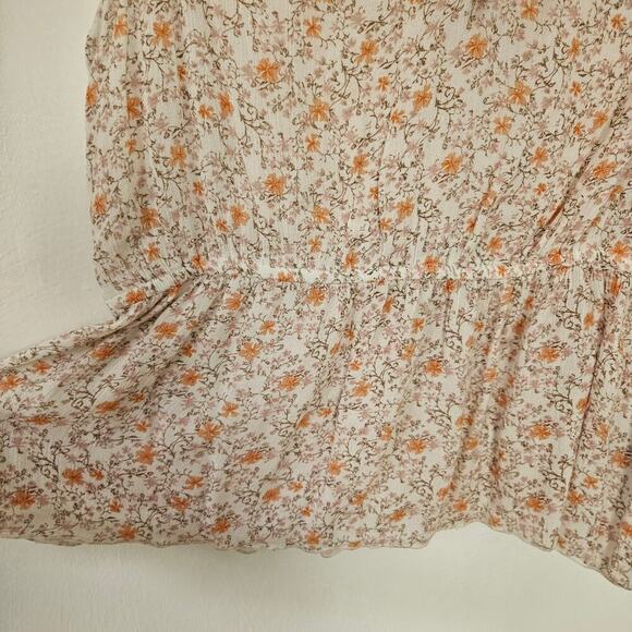 Melrose and Market Ruffle Peplum Tank M Ivory Beige Ditsy Floral Top - Picture 4 of 8